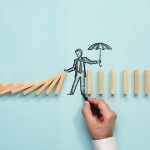 drawn man with an umbrella